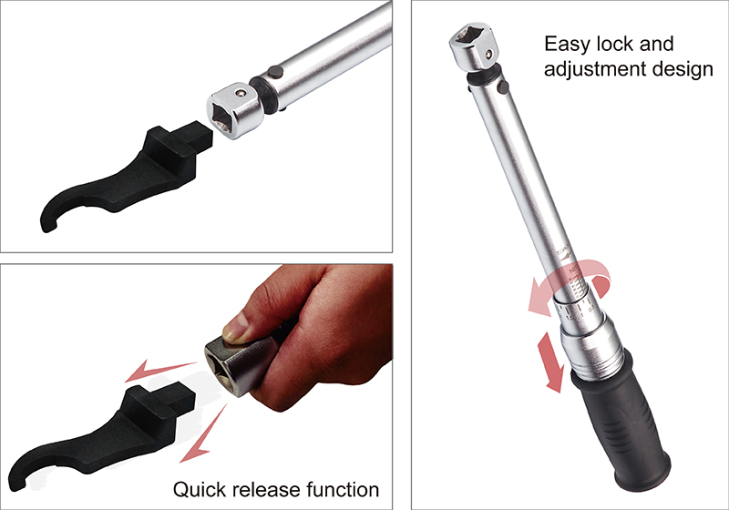 Interchangeable head clearance torque wrench