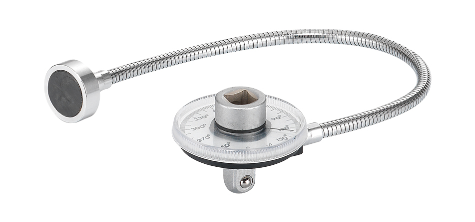 Torque wrench top with angle meter